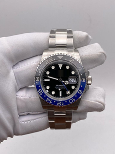 Reloj Automático Mecánico GMT de Acero Inoxidable de Alta Calidad, Diseño Moderno, Esfera Negra, Bisel Azul de 24 Horas, Visualización de Fecha, Movimiento ETA - Product Image 3