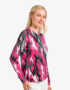 Camiseta de Manga Larga con Estampado de Camuflaje para Mujer, Cuello Redondo, Estilo Casual, Ajustada, Ropa de Moda Urbana - Product Image 4
