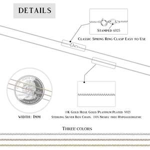 Collier chaîne maille forçat en argent sterling 925 de 51 cm, 1 mm, avec fermoir à ressort robuste, plaqué platine, chaînes fines - Product Image 3