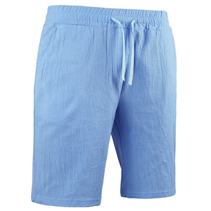 Pantalones Cortos de Lino y Algodón para Hombre, Casuales, con Cordón Ajustable, Cintura Elástica, para Playa, Verano, Transpirables, Corte Holgado - Product Image 3