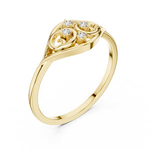Yellow Gold Vintage Filigree <b>Ring</b> with Lab Grown Diamonds, Elegant Openwork Fine Jewelry for Women Anniversary Gift - Product Image 4
