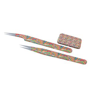 Pince à cils en acier inoxydable à pointe ronde pour volume, motif cœur, outil d'extension de cils, multicolore, vente en gros Bisons - Product Image 3