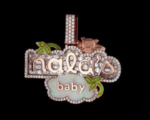 ตัวอักษรฟลอริด้าบอยส์ซาไนท์จี้เสน่ห์แบบเคลือบประกายระยิบระยับแบบกำหนดเองได้ฮิปฮอปโรเดียมชุบ925สีเงินเรืองแสงของขวัญสำหรับปาร์ตี้ยามค่ำคืน - Product Image 1