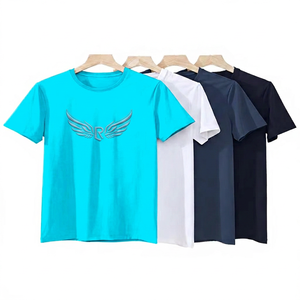 เสื้อยืดคอกลมแขนสั้นทรงปกติสำหรับผู้ชาย สีพื้น ผ้าถัก สไตล์ลำลอง สีน้ำเงิน ขาว กรมท่า ดำ - Product Image 6