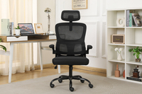 Chaise de bureau ergonomique pivotante avec dossier entièrement en maille, accoudoirs rabattables, support pour ordinateur, chaise de direction, roulettes, pour le bureau et la maison