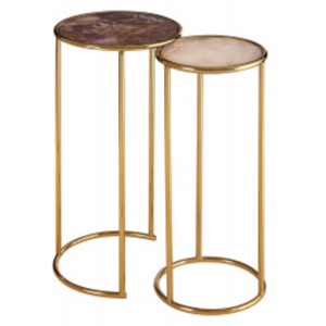 Tables basses et gigognes de luxe avec plateau carré en verre de qualité supérieure et base plaquée or haut de gamme au design attrayant - Product Image 4