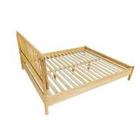 Base de Cama de Madera Maciza OEM con Cabecero de Ejes, Diseño Moderno, Mueble de Dormitorio Ensamblable