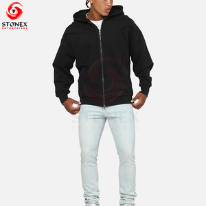 Sudadera con Capucha Negra de Invierno para Hombre con Logotipo Personalizado, 100% Algodón Premium, Felpa Ecológica, Ropa Casual Urbana para Venta al Por Mayor OEM - Product Image 2