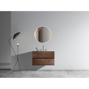 Mobile bagno sospeso in noce da 76 cm con ampio spazio contenitivo, lavabo in ceramica e tre fori per rubinetteria - Product Image 2