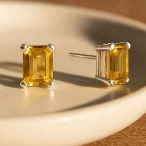 Boucles d'oreilles clous en Citrine naturelle, argent sterling 925 plaqué or 14K, sans nickel, pierre de naissance de novembre, faites à la main, pour anniversaire et fête - Product Image 3