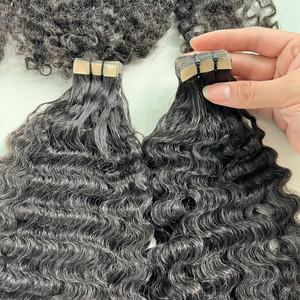 Extensions de cheveux humains vietnamiens bruts CDY, extensions à ruban, boucles Jerry, boucles crépues, texture naturelle, double trame, vente en gros directe d'usine - Product Image 2