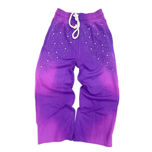 Pantalon de jogging dégradé personnalisé avec strass pour homme, streetwear de luxe, taille élastique avec cordon de serrage, décontracté, style hip-hop, vente en gros OEM - Product Image 2