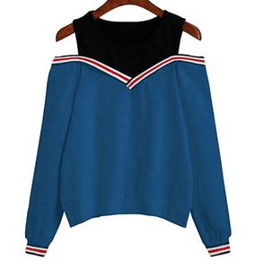 Nouveaux vêtements pour femmes élégants et tendance, couleur unie, manches longues, shorts, sweat-shirts personnalisés à col en V, sweat-shirt court pour femmes - Product Image 2