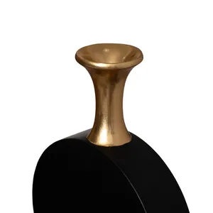 Modern Bronze <b>Wall</b> <b>Vase</b> with Black Circle Design Handmade Wedding Decorative Container for Fresh or Artificial Flowers - Product Image 2