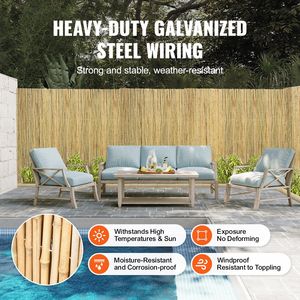 Recinzione in Bambù Naturale per Privacy, 1,8 m di Altezza x 2,4 m di Lunghezza, Ecologica, Spessore 0,75 D, Schermo Decorativo in Bambù con Design Arrotolabile - Product Image 4