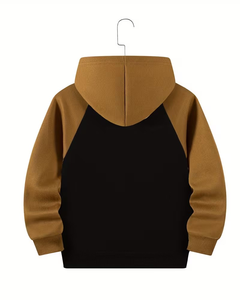 Gray Black Hooded Polyester Fleece Breathable Custom Printed Sweatshirt for Children Casual Winter Wear Knitted Raglan Sleeve - Product Image 6