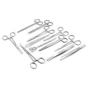 Kit de 13 instruments de chirurgie mineure de base en acier inoxydable, comprenant des ciseaux, des pinces et des porte-aiguilles, par Dentavex - Product Image 4