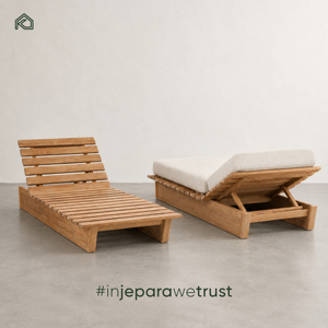 Tumbona de madera maciza de primera calidad para exteriores, ajustable, para patio, piscina, playa, jardín, fabricada en Indonesia. - Product Image 1