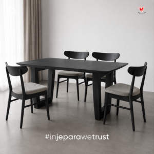 Arjuna Premium Black <b>Solid</b> <b>Wood</b> Dining Table Elegant Office <b>Desk</b> for Home Restaurant Jepara - Product Image 4