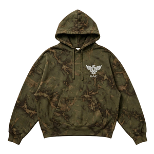 Sweat à capuche oversize délavé à l'acide avec motif camouflage, poche kangourou, capuche à cordon et poignets côtelés pour le streetwear - Product Image 1