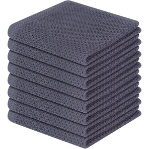 Set di 8 Strofinacci da Cucina Ultra Morbidi in 100% Cotone a Nido d'Ape, Asciugatura Rapida, 30x30 cm, Grigio Scuro - Product Image 1
