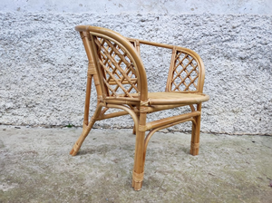 Fauteuil vintage en rotin, style bambou, chaise de patio en tissage naturel, chaise d'appoint pour salon, jardin, balcon, véranda, décoration intérieure - Product Image 3
