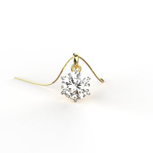 Pendentif en or jaune avec diamant rond taille brillant, pierre naturelle, style classique, bijou pour femme, charme de fiançailles - Product Image 2