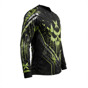 Camiseta de Paintball Personalizada para Hombre, Manga Larga, Diseño de Calavera Negra y Verde, Sublimación, Compresión, Secado Rápido, Ligera y Transpirable - Product Image 5