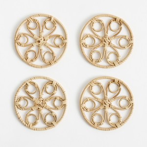 Luxury rattan drink coaster hand-made teacup <b>trivet</b> coasters woven natural saucer decor dinnerware - Product Image 1