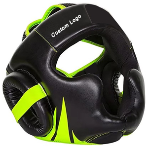 Leather Boxing <b>Head</b> Guard with Custom Logo Breathable Design for MMA Kick Boxing <b>Training</b> - Product Image 5