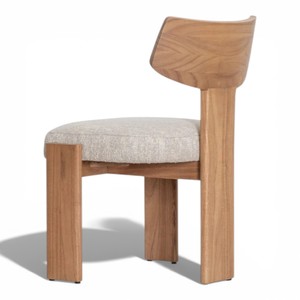 เก้าอี้รับประทานอาหารไม้สักสแกนดิเนเวียนสุดหรู งานฝีมือทันสมัย ไม้เนื้อแข็ง เป็นมิตรกับสิ่งแวดล้อม ออกแบบตามหลักสรีรศาสตร์ เฟอร์นิเจอร์โรงแรม ผ้าหุ้มดีไซน์เนอร์ - Product Image 5