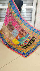 Nuevo elegante bordado hecho a mano espejo trabajo paquistaní seda Dupattas bohemio bordado a mano colorido Dupattas para ropa de mujer - Product Image 6