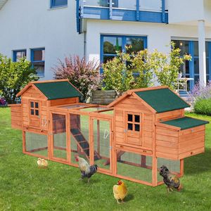 Pollaio in Legno a Doppia Gabbia Tipo H da 124 Pollici con Rampe Esterne e Cassette Nido - Prodotto Naturale per Animali - Product Image 2