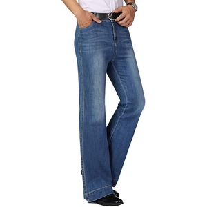 Jeans acampanados para hombre con logo personalizado, pantalones vaqueros clásicos de estilo urbano, pantalones de mezclilla de buena calidad y cómodos para hombre - Product Image 3