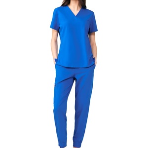 Wholesale Custom Women Medical Scrubs <b>Set</b> Nursing Uniform Breathable Hospital Scrub Suit OEM Customizable Blue Hospital Uniform - Product Image 1