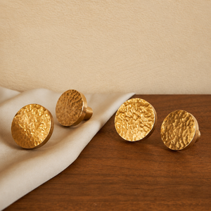 Handcrafted Solid Brass Hammered Round <b>Cabinet</b> <b>Knob</b> <b>Gold</b> Finish Decorative Drawer Pull Wardrobe Door Furniture Handle - Product Image 1