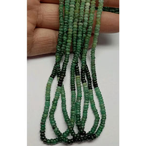 Perles Rondelles Semi-Précieuses 100% Naturelles en Émeraude Teintée Lisse 3-4mm, Fil de Pierres Précieuses en Vrac pour la Fabrication de Bijoux en Gros - Product Image 1