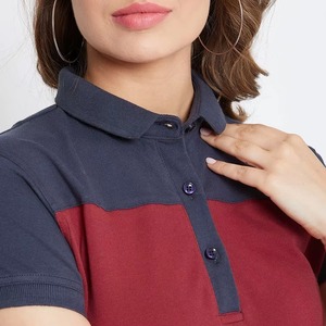 Polo de Mujer con Bloques de Color, Manga Corta, Tela Oxford, Estilo Casual, Largo Regular, Diseño Tejido con Patrón Sólido - Product Image 6