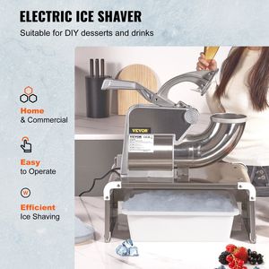 Máquina Eléctrica para Hacer Hielo Raspado de 661 lb/h, 4 Cuchillas, Cubierta de Acero Inoxidable, Trituradora y Raspadora de Hielo de 30 Pulgadas - Product Image 2