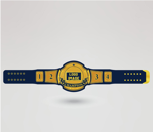 Ceinture de sport en cuir Huzaim Elite Sports HES303 Championship avec boucle à clous dorés bleu foncé - Product Image 2