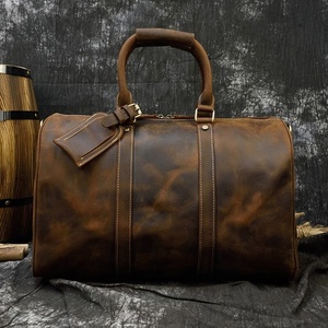 Bolsa de Viaje de Fin de Semana Elegante y Transpirable de Cuero Marrón, Bolsa de Lona para Maquillaje con Doble Compartimento para Zapatos, Bolsas de Viaje de Cuero - Product Image 2