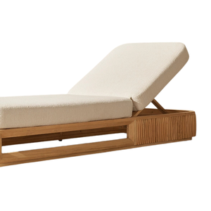 Chaise longue minimaliste moderne en teck massif, lit de jour d'extérieur avec dossier réglable, mobilier de luxe pour bord de piscine, personnalisable pour les complexes hôteliers - Product Image 5