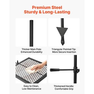 Heavy Duty 16" Portable Swivel Campfire Grill <b>Grate</b> 360 Height Adjustable Steel <b>BBQ</b> Mesh - Product Image 3