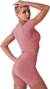 Ensemble de yoga court de haute qualité pour femmes, vêtements de sport pour femmes, ensembles de yoga à séchage rapide, coupe ajustée - Product Image 3