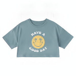 Camiseta corta Have A Good Day, unisex, holgada, de algodón, estampada, informal, de verano, con cuello redondo y manga corta - Product Image 1