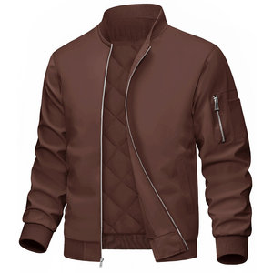 Blouson bomber de qualité supérieure, fermeture éclair sur le devant, manches longues, 100% polyester, style décontracté confortable, veste respirante pour hommes, vestes pour hommes - Product Image 2