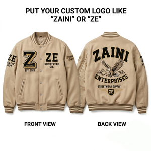 Veste de sport pour homme ZAINI, coupe-vent, automne, premium, 450 GSM, mélange de laine, manches en PU blanc, panneau vert, broderie chenille personnalisée - Product Image 2