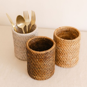 Panier de rangement en rotin pour crayons, prix de gros, organiseur de bureau, paniers pour stylos - Product Image 4