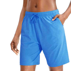 Pantalones Cortos Deportivos de Cintura Alta para Mujer, Ecológicos, de Poliéster/Algodón, de Secado Rápido, con Logotipo Personalizado, Transpirables, que Absorben la Humedad, Color Sólido - Product Image 4