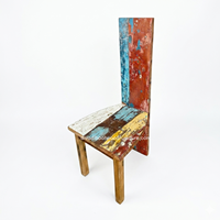 Chaise de salle à manger rustique artisanale DIVADI DC Ray en bois de bateau récupéré, écologique, couleur naturelle, pour intérieur/extérieur, hôtel, maison